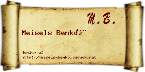 Meisels Benkő névjegykártya